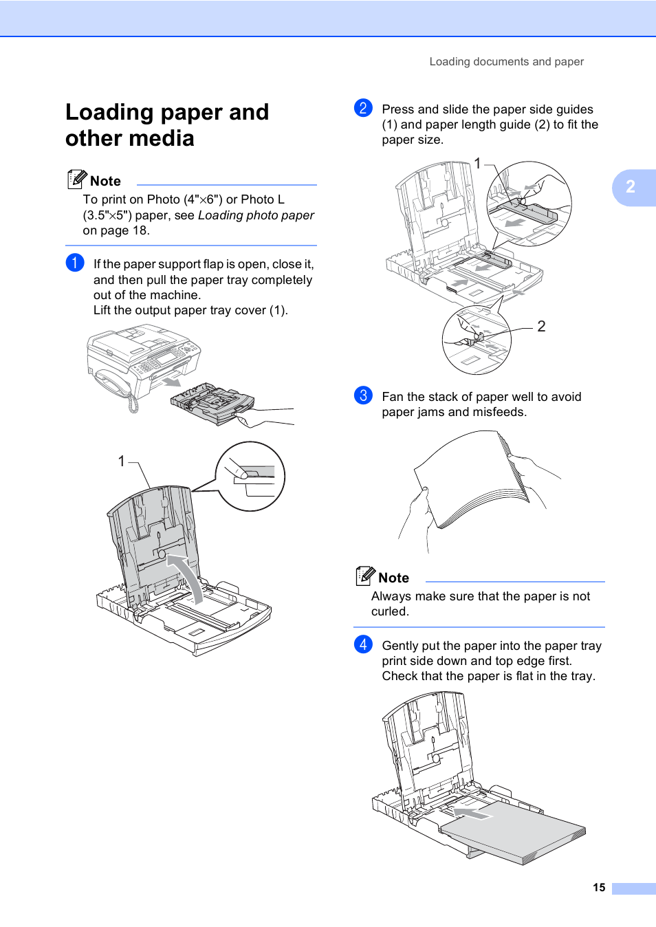Loading paper and other media | Brother MFC-885CW User Manual | Page 31 / 218