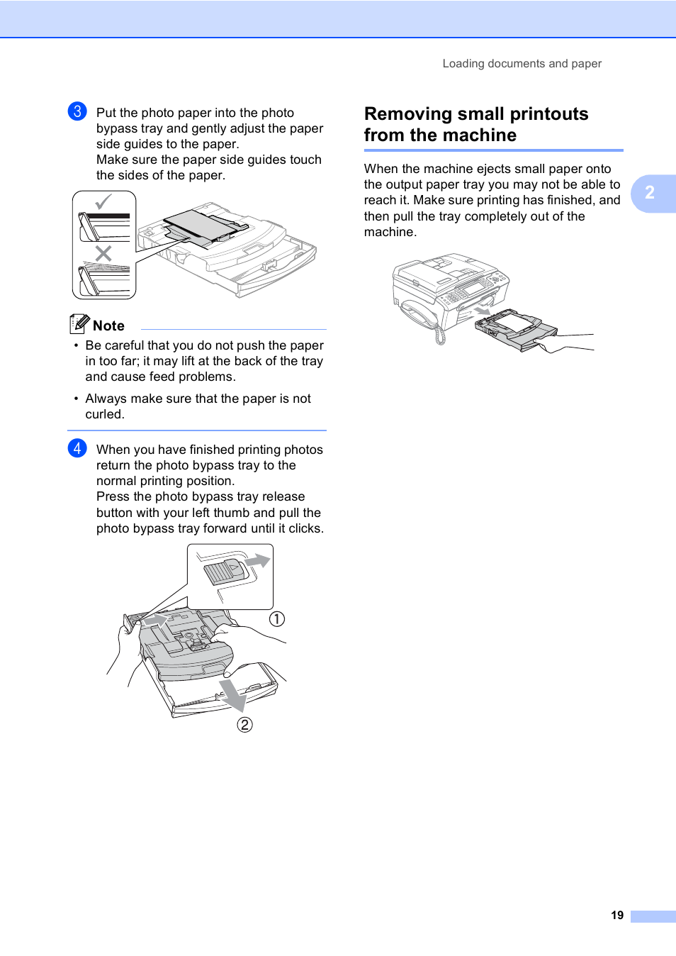 Removing small printouts from the machine | Brother MFC-885CW User Manual | Page 35 / 218