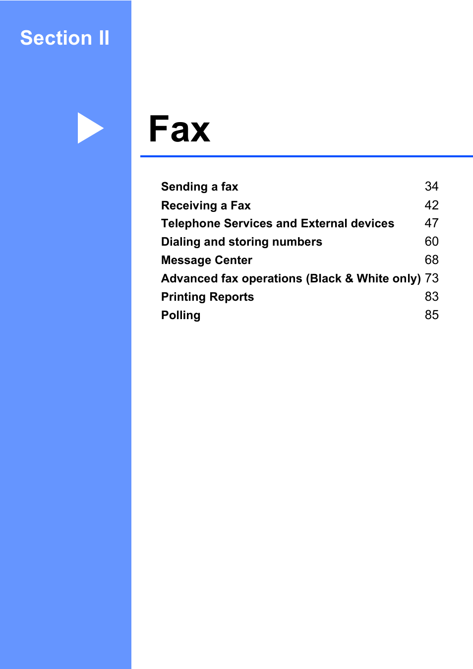 Section ii: fax, Section ii fax | Brother MFC-885CW User Manual | Page 49 / 218