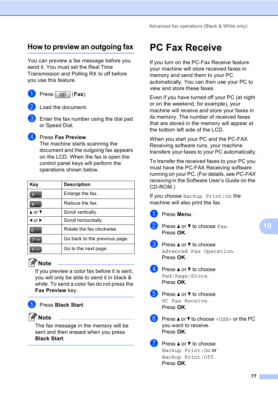 How to preview an outgoing fax, Pc fax receive, 10 how to preview an outgoing fax | Brother MFC-885CW User Manual | Page 93 / 218