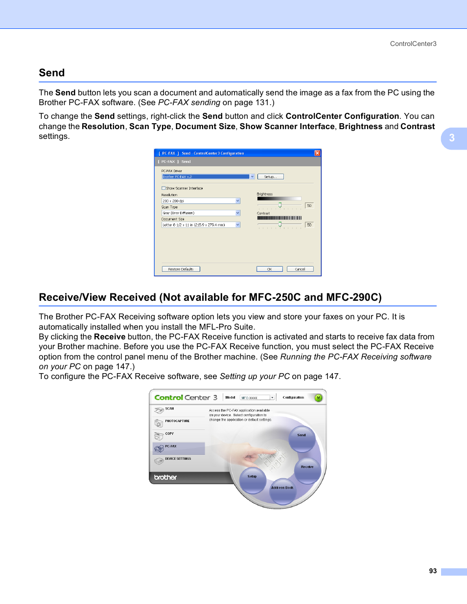 Send, 3send | Brother MFC-5895CW User Manual | Page 101 / 269