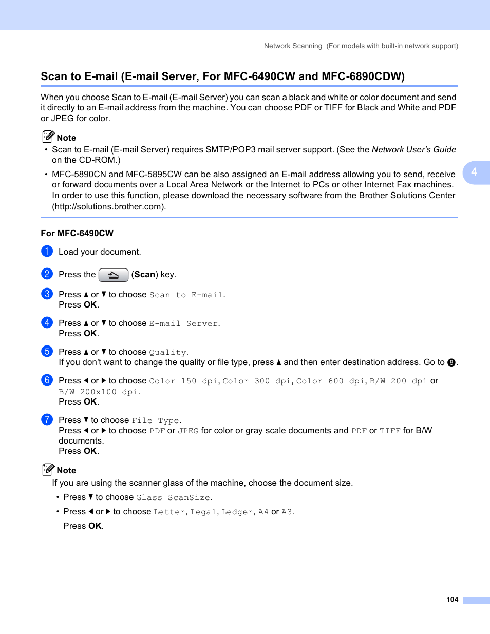 Brother MFC-5895CW User Manual | Page 112 / 269