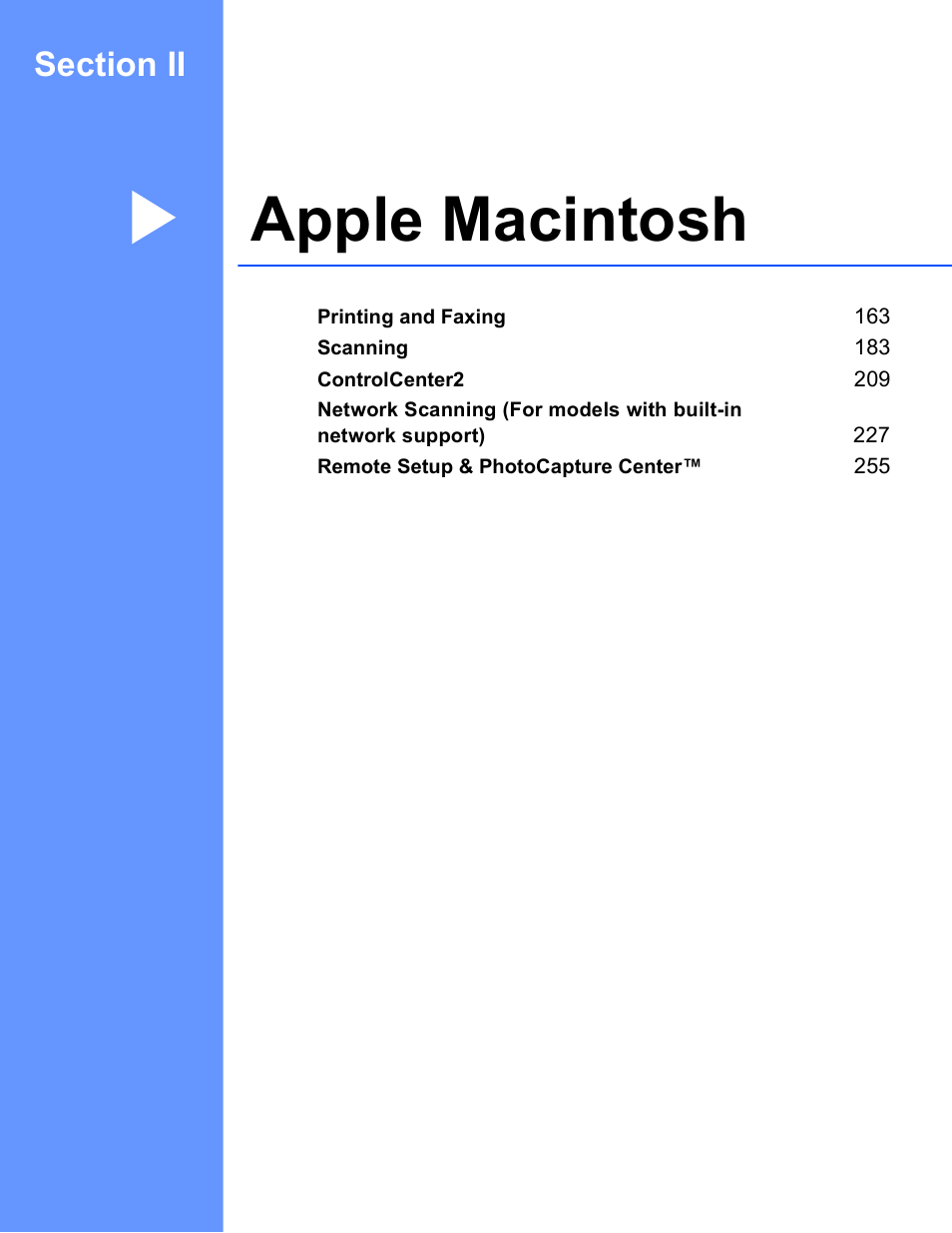 Apple macintosh, Section ii apple macintosh | Brother MFC-5895CW User Manual | Page 170 / 269