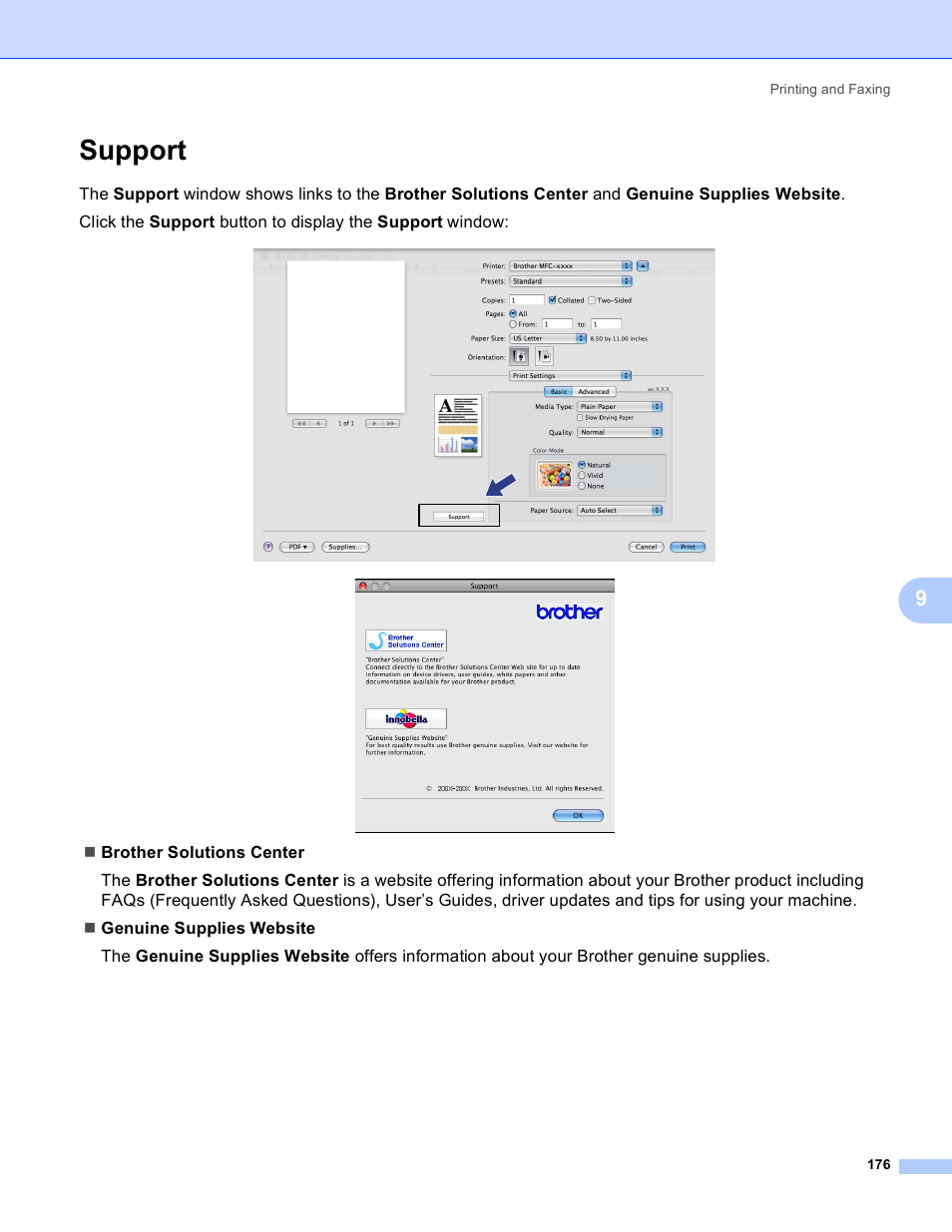 Support | Brother MFC-5895CW User Manual | Page 184 / 269