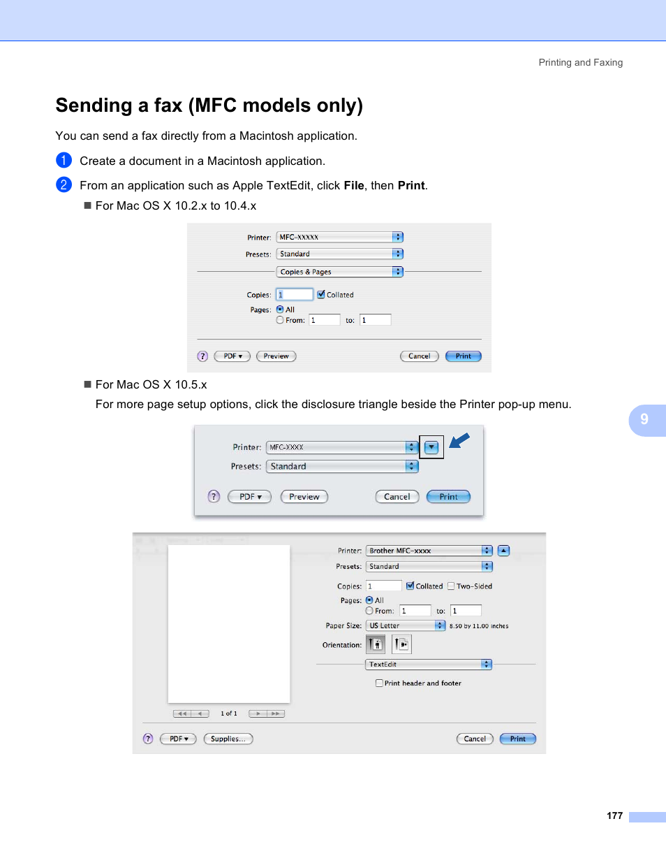 Sending a fax (mfc models only) | Brother MFC-5895CW User Manual | Page 185 / 269
