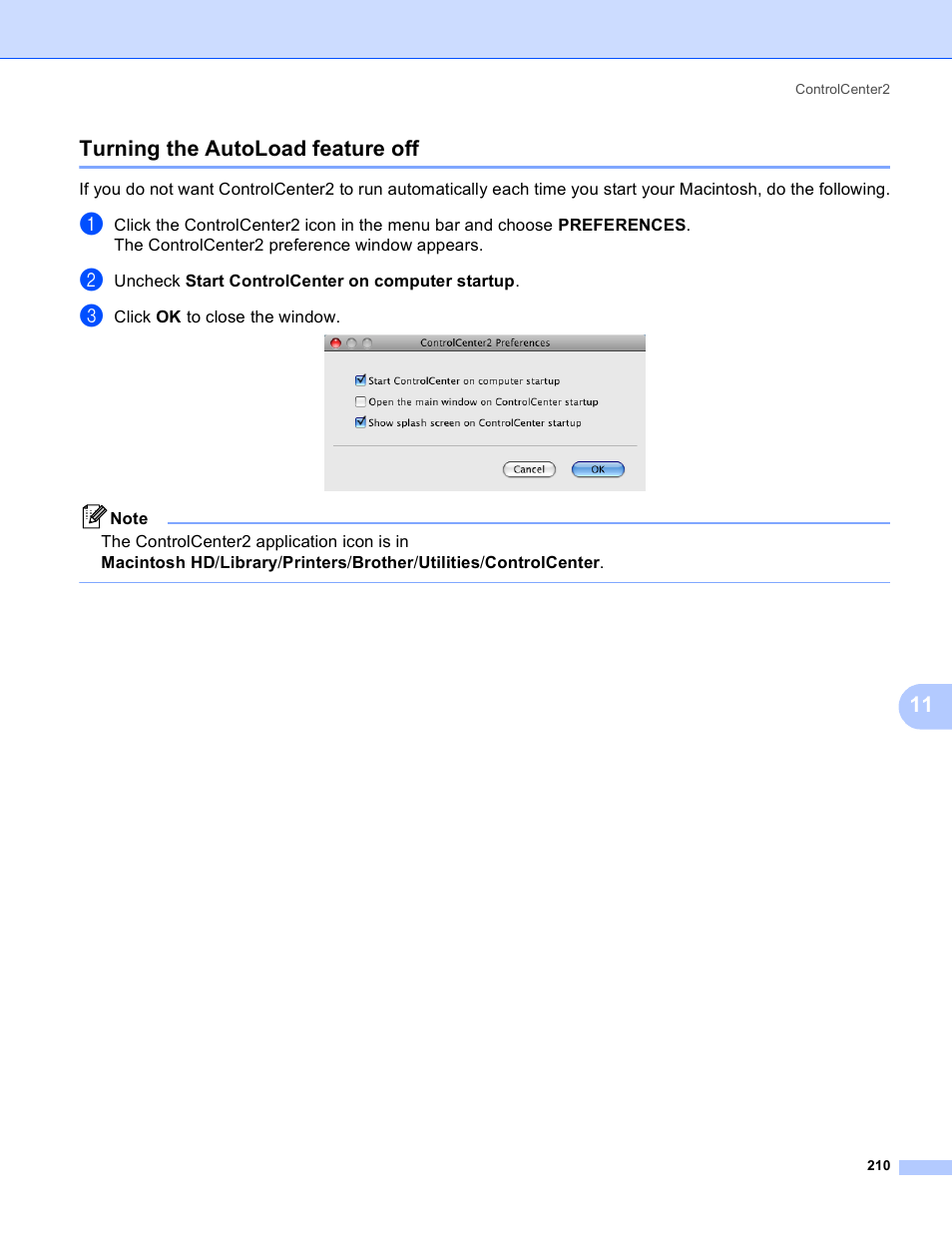 Turning the autoload feature off, 11 turning the autoload feature off | Brother MFC-5895CW User Manual | Page 218 / 269