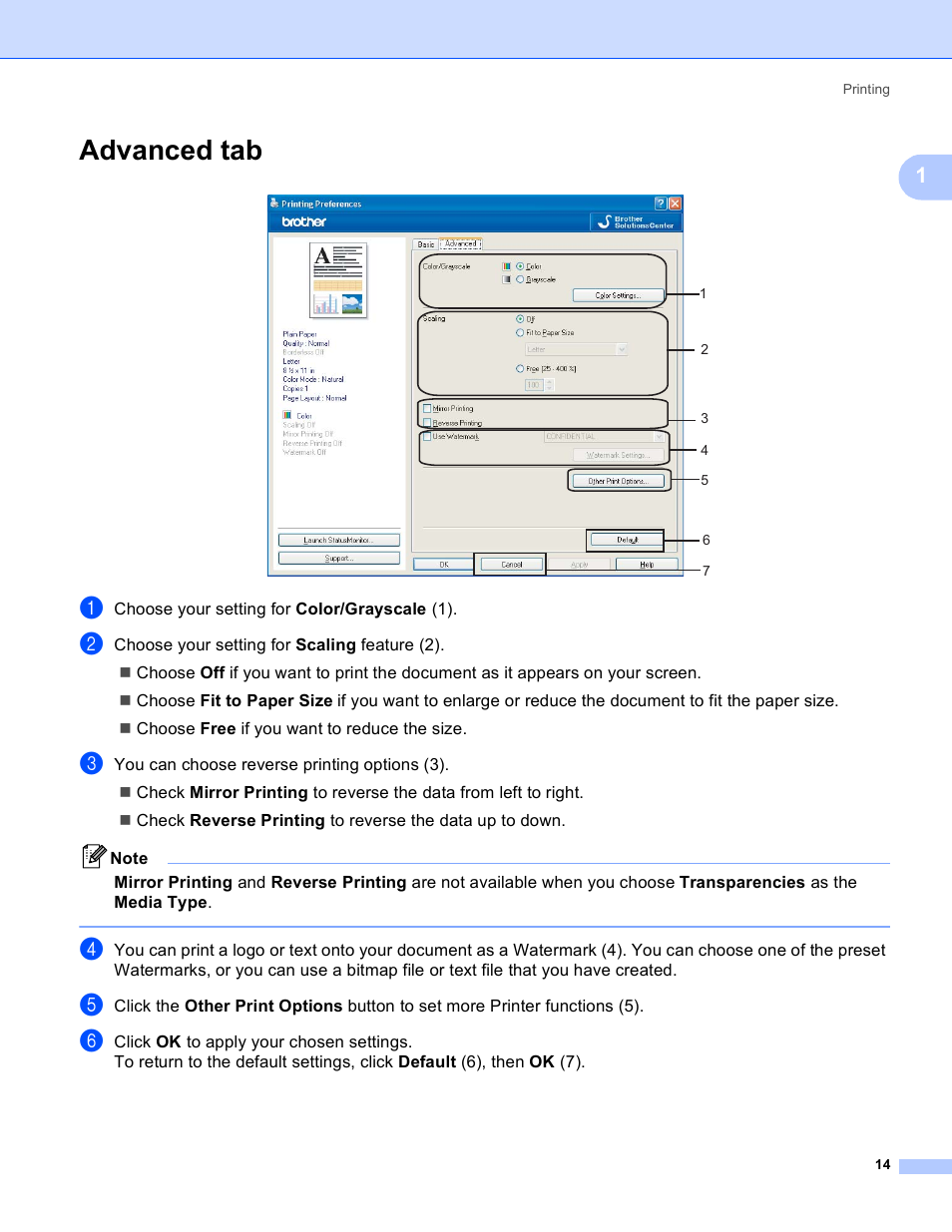 Advanced tab | Brother MFC-5895CW User Manual | Page 22 / 269
