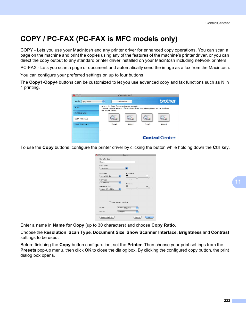 Copy / pc-fax (pc-fax is mfc models only) | Brother MFC-5895CW User Manual | Page 230 / 269