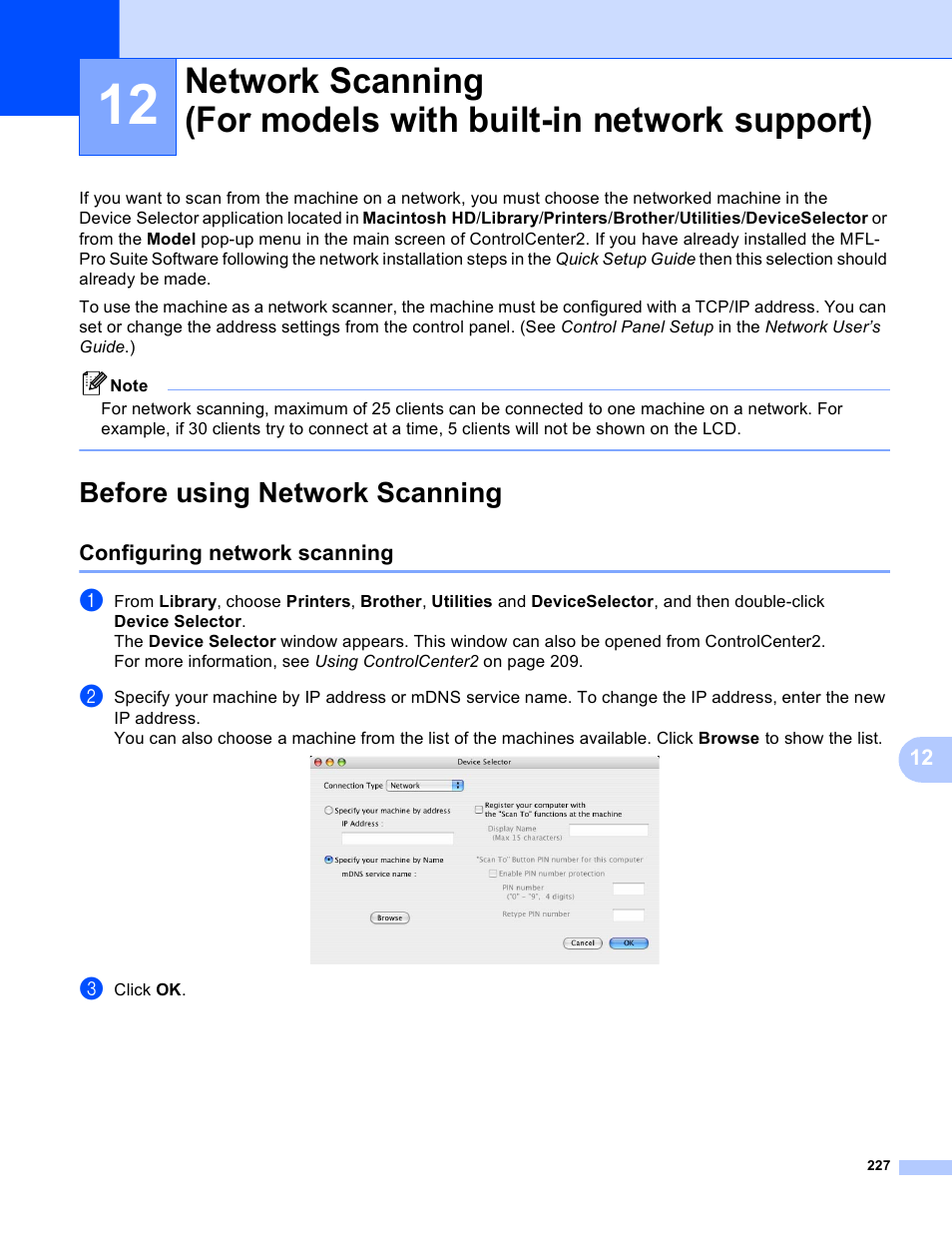 Before using network scanning, Configuring network scanning | Brother MFC-5895CW User Manual | Page 235 / 269