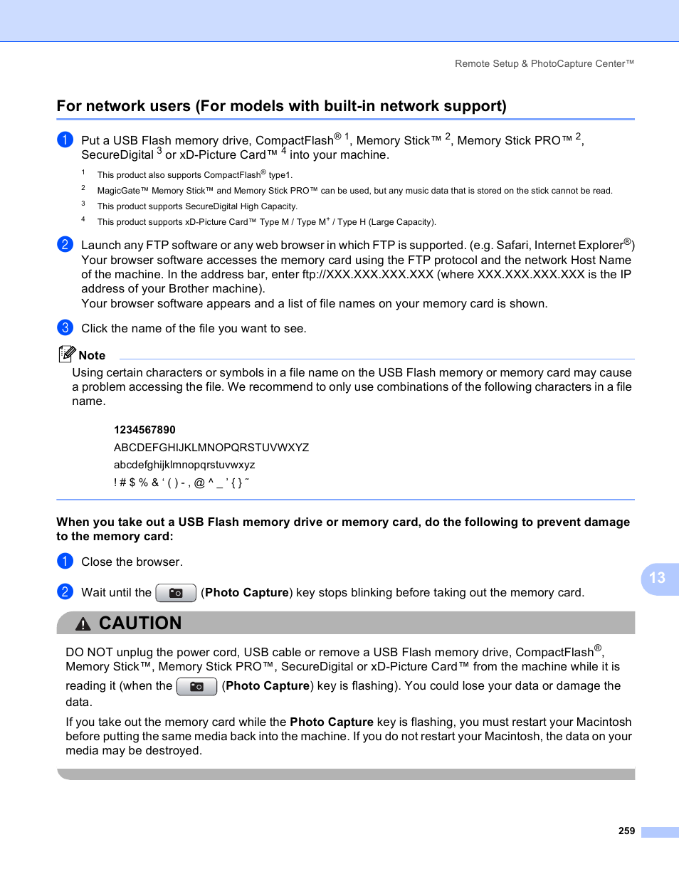 Caution | Brother MFC-5895CW User Manual | Page 267 / 269