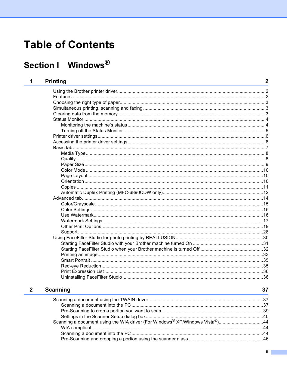Brother MFC-5895CW User Manual | Page 3 / 269
