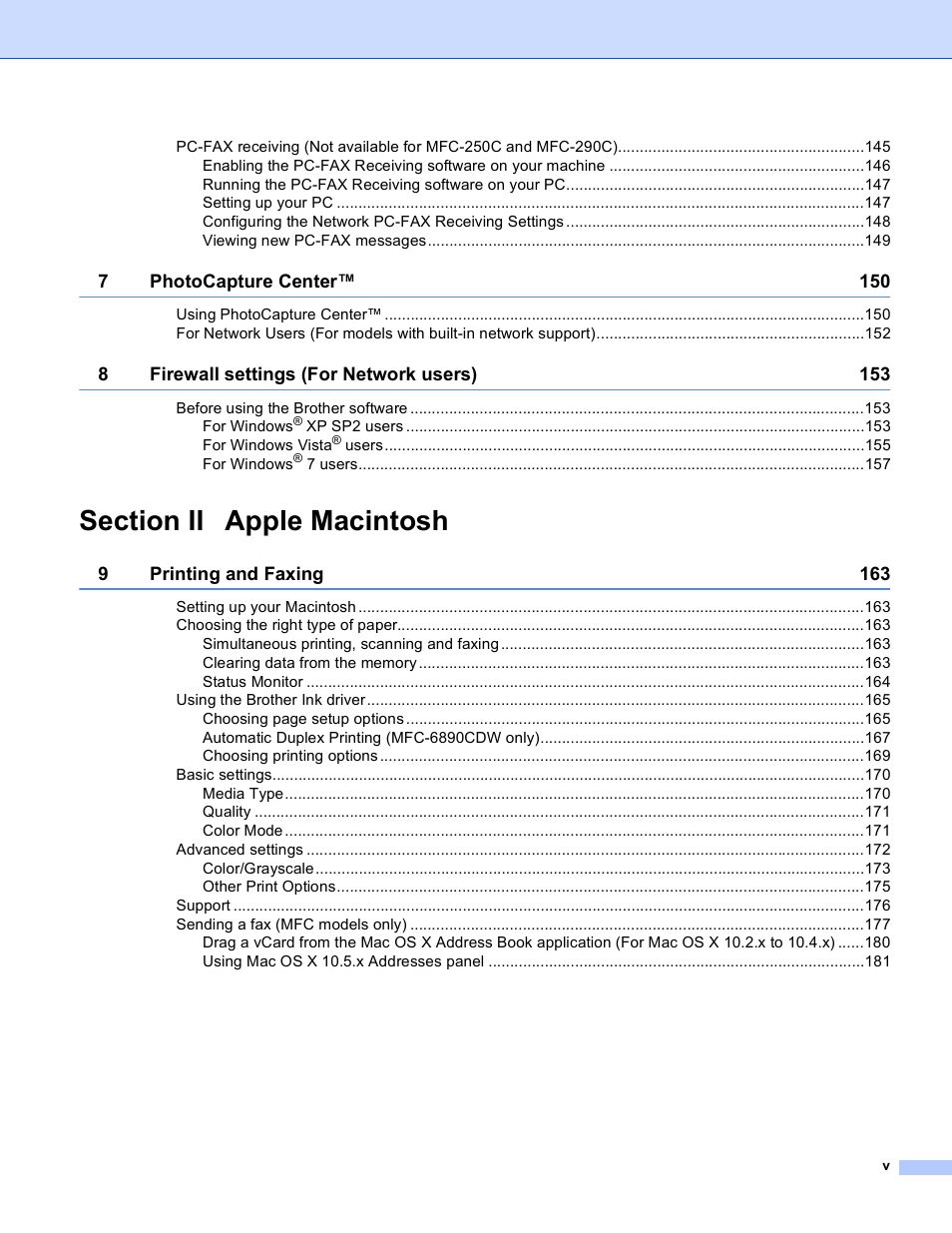 Brother MFC-5895CW User Manual | Page 6 / 269