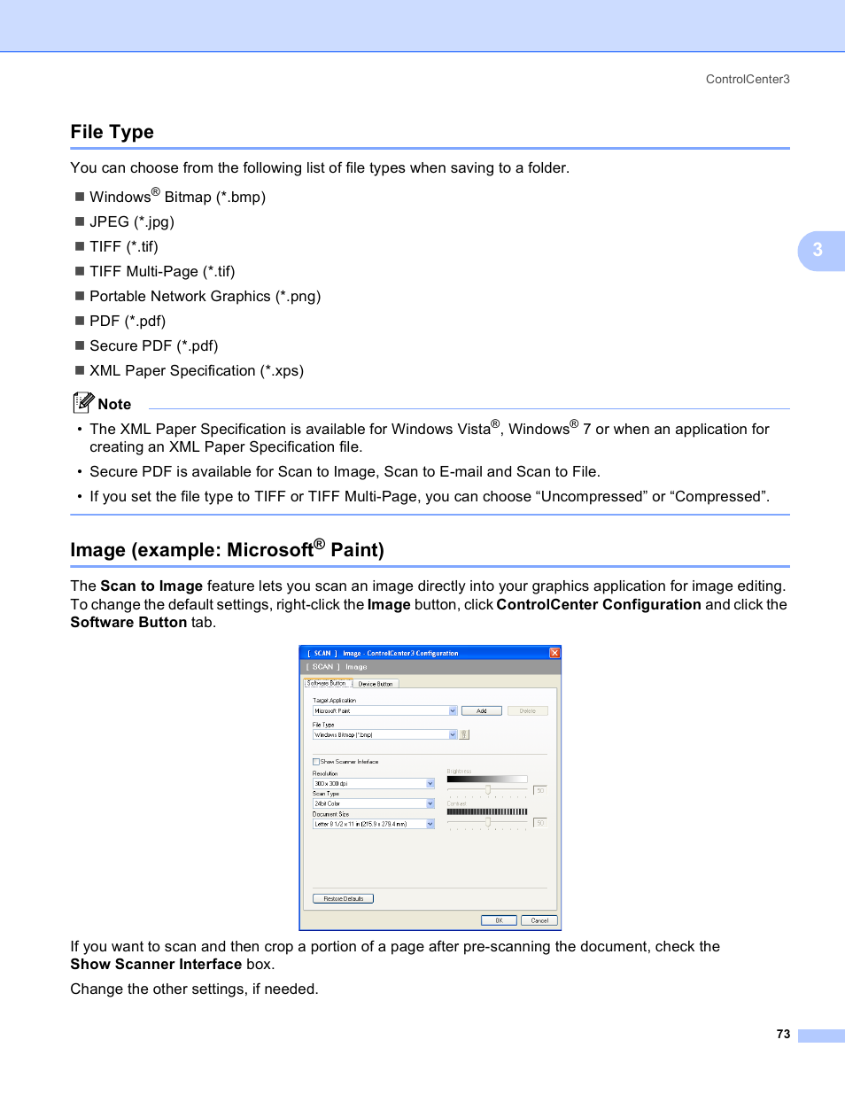 File type, Image (example: microsoft® paint), File type image (example: microsoft | Paint), 3file type, Image (example: microsoft | Brother MFC-5895CW User Manual | Page 81 / 269