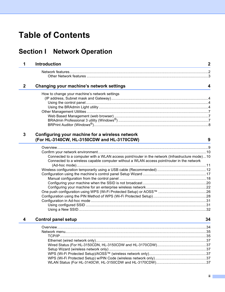 Brother HL-3140CW User Manual | Page 3 / 117