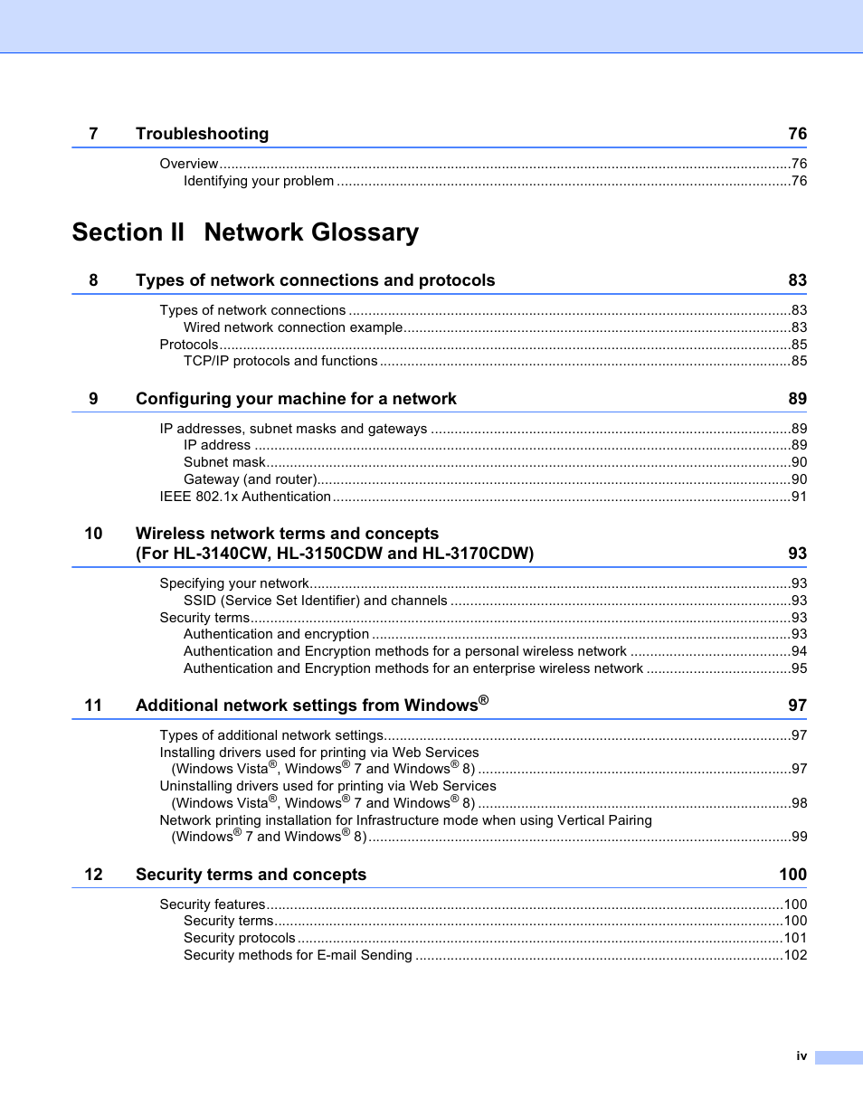 Brother HL-3140CW User Manual | Page 5 / 117