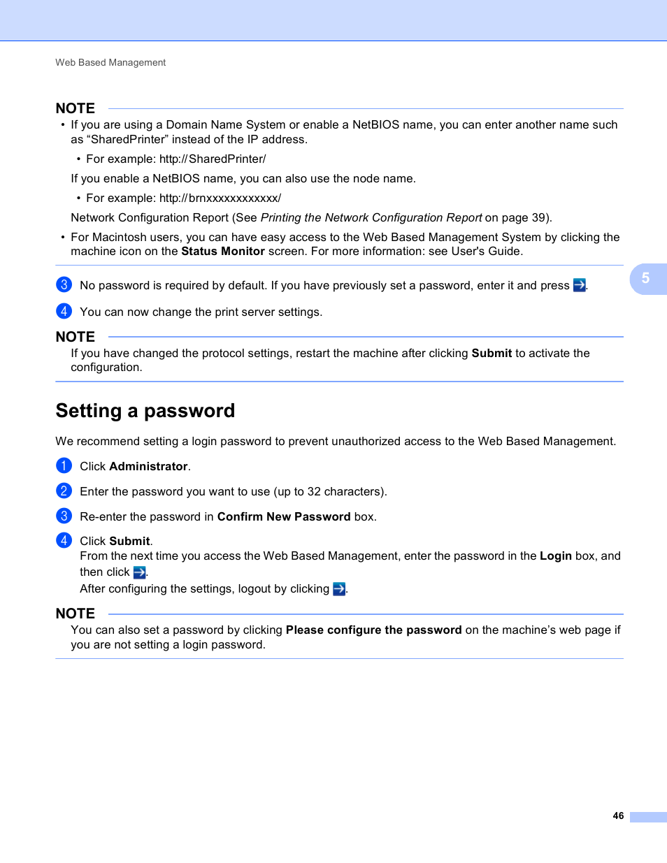 Setting a password | Brother HL-3140CW User Manual | Page 52 / 117