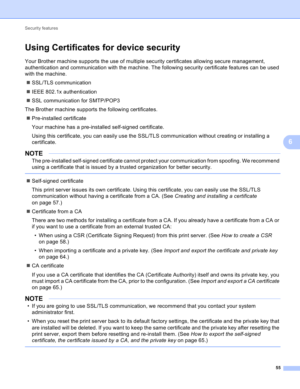 Using certificates for device security | Brother HL-3140CW User Manual | Page 61 / 117