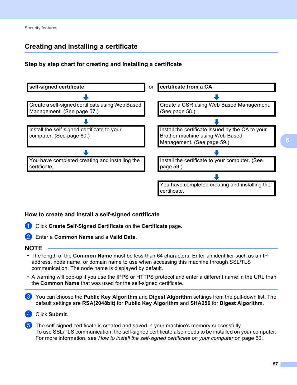 Creating and installing a certificate, 6creating and installing a certificate | Brother HL-3140CW User Manual | Page 63 / 117