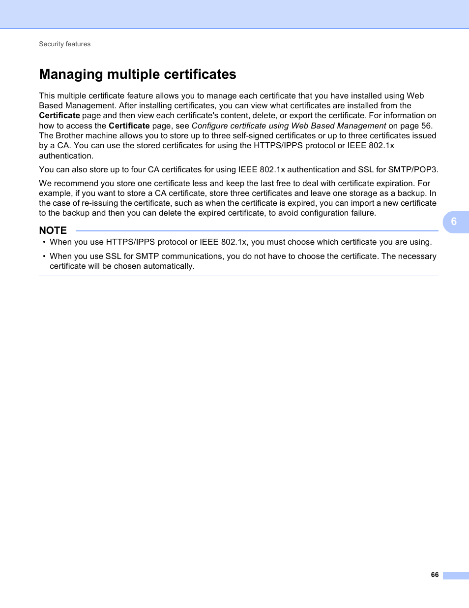 Managing multiple certificates | Brother HL-3140CW User Manual | Page 72 / 117