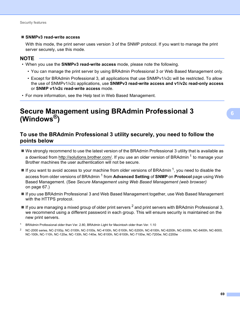 Secure management using, Bradmin professional 3 (windows | Brother HL-3140CW User Manual | Page 75 / 117