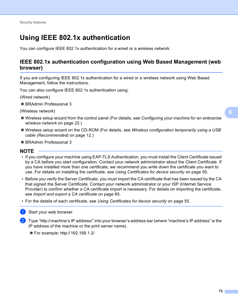 Using ieee 802.1x authentication | Brother HL-3140CW User Manual | Page 79 / 117