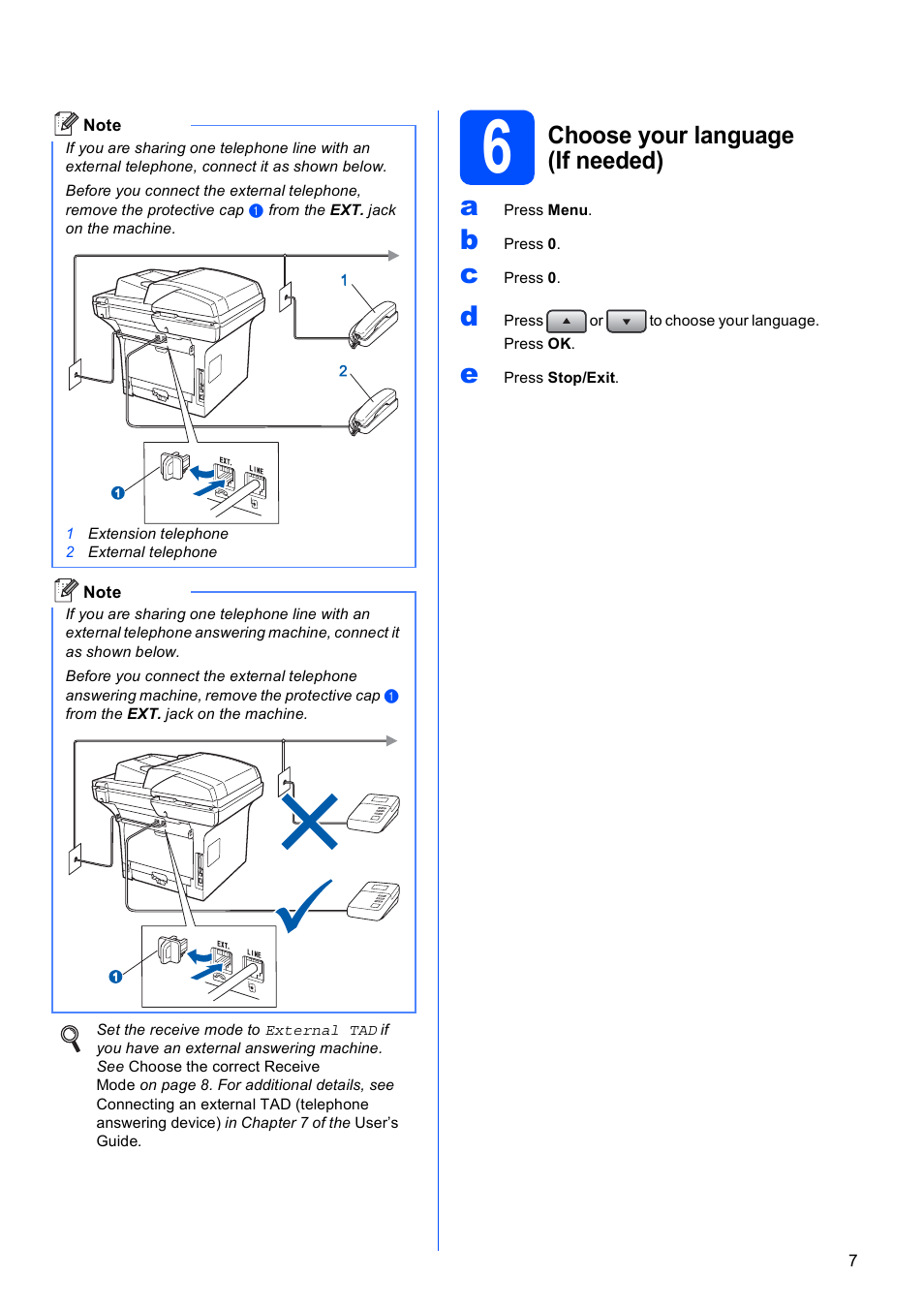 6 choose your language (if needed), Choose your language (if needed) | Brother MFC 8480DN User Manual | Page 7 / 34