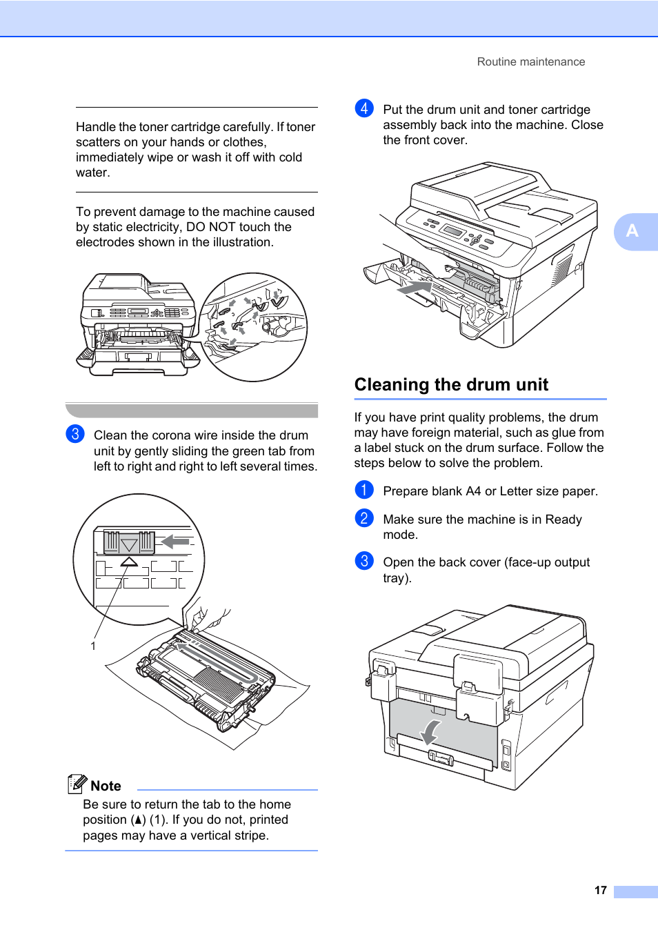 Cleaning the drum unit | Brother HL-2280DW User Manual | Page 21 / 33