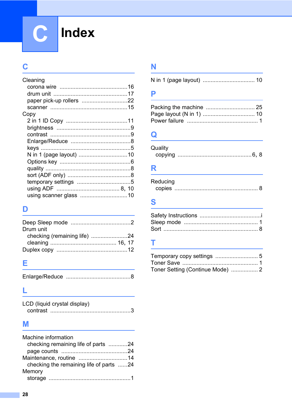 Index | Brother HL-2280DW User Manual | Page 32 / 33