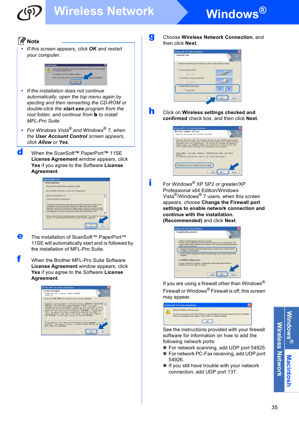 Windows, Wireless network | Brother MFC-5895CW User Manual | Page 35 / 46