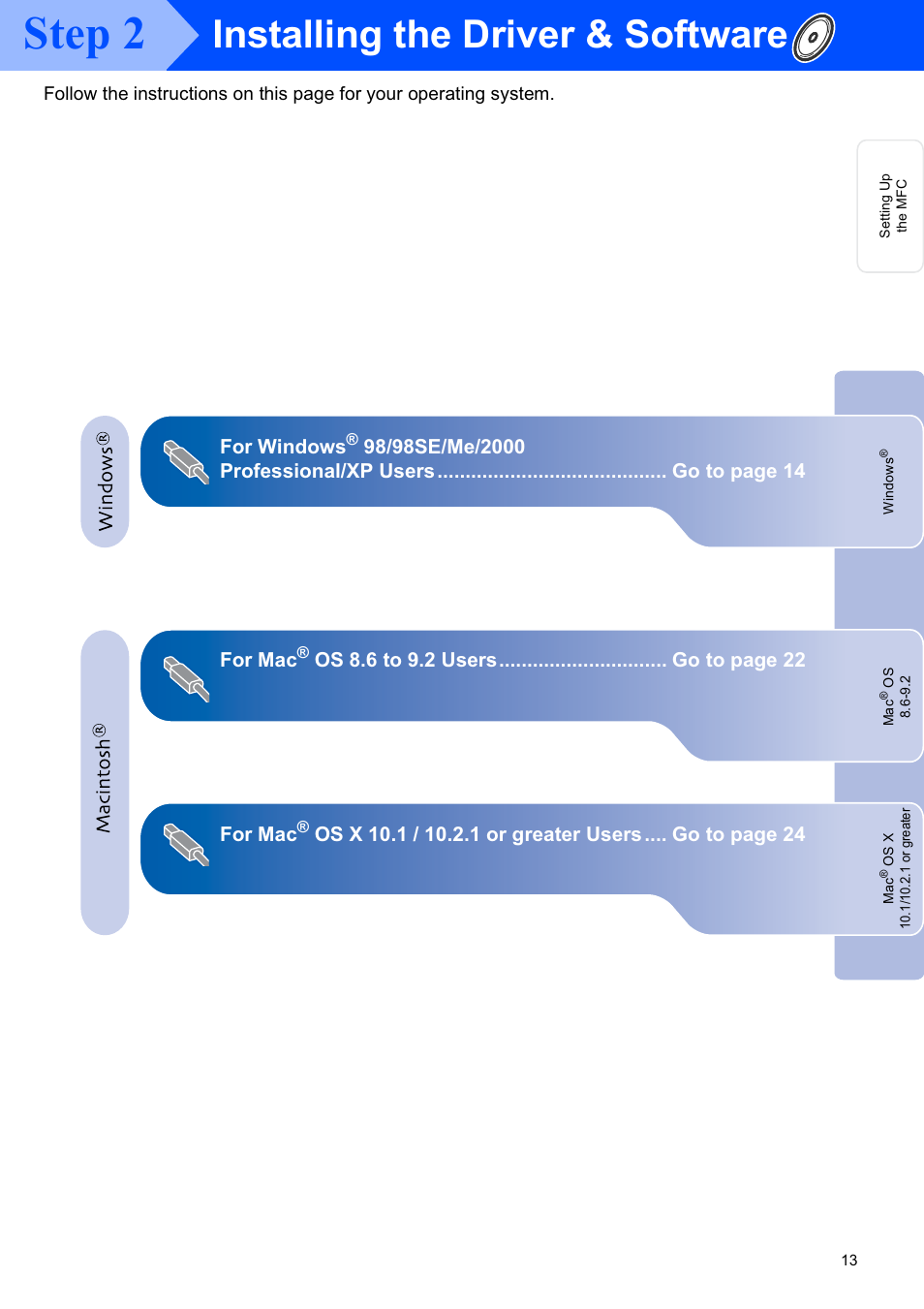 Step 2, Installing the driver & softwareji | Brother MFC-4420C User Manual | Page 14 / 28