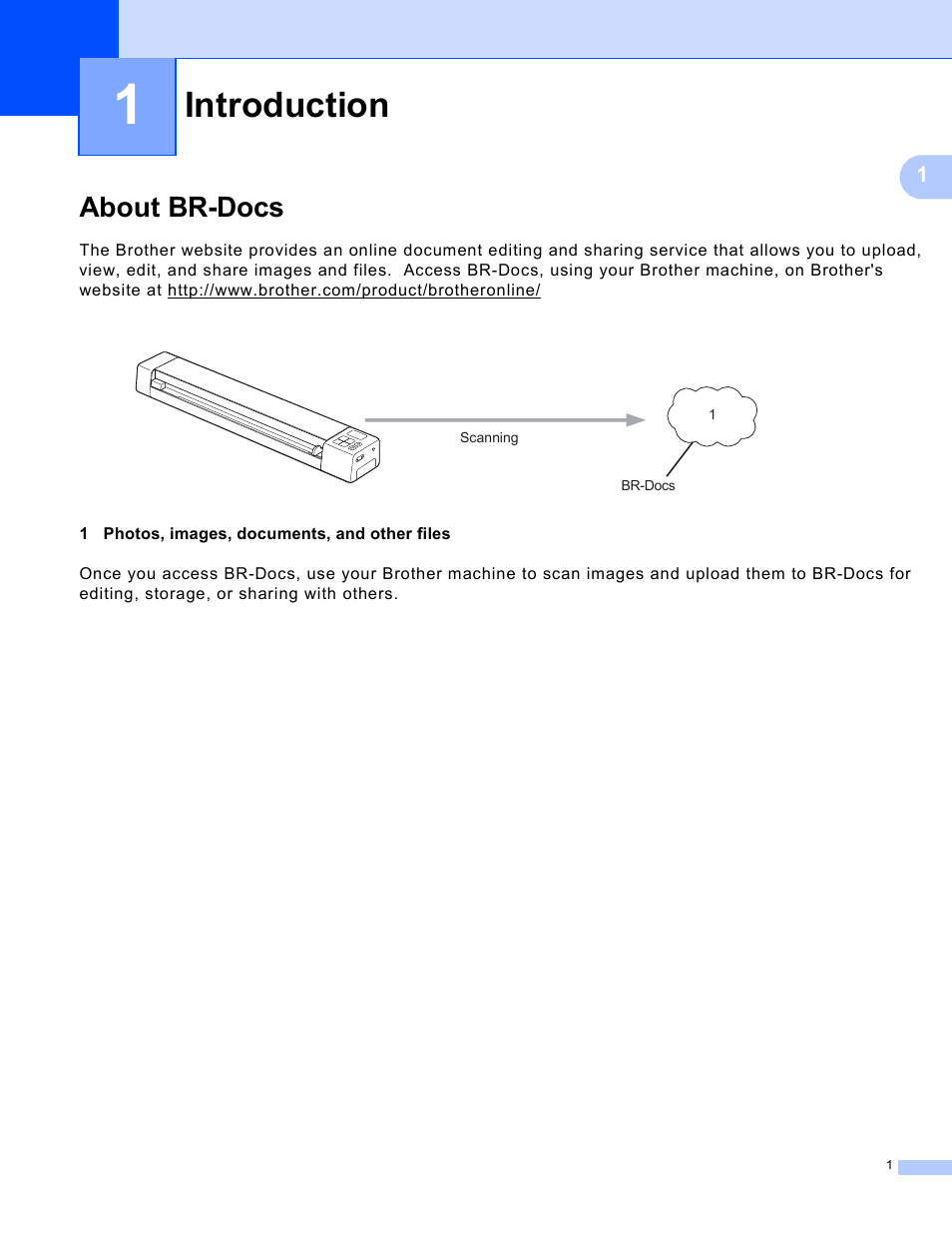 1 introduction, About br-docs, Introduction | Brother DS-820W User Manual | Page 4 / 19