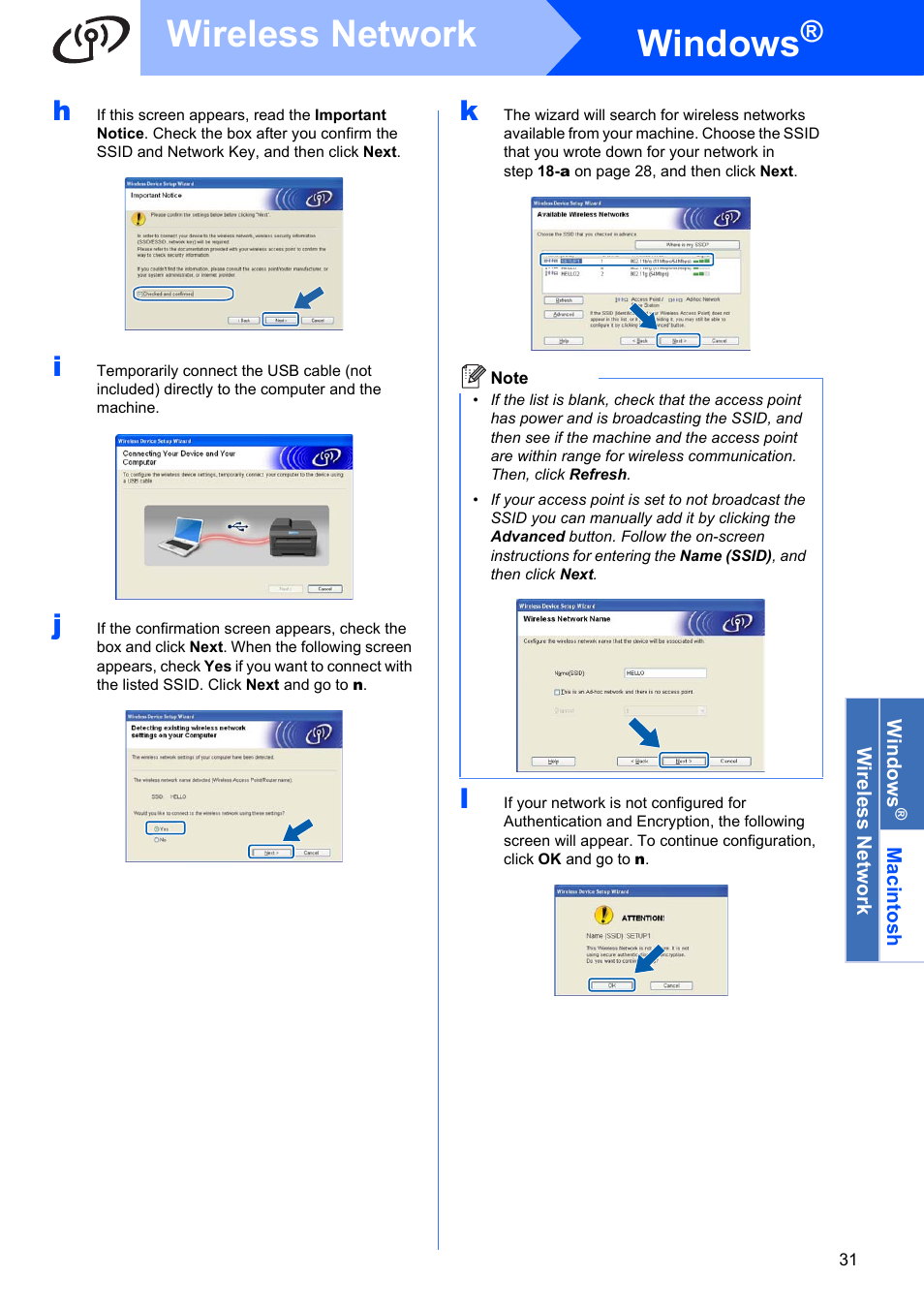Windows, Wireless network | Brother MFC-9320CW User Manual | Page 31 / 49