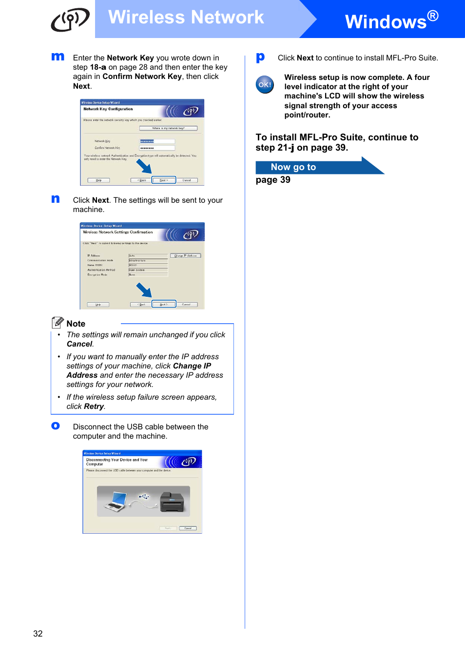 Windows, Wireless network | Brother MFC-9320CW User Manual | Page 32 / 49