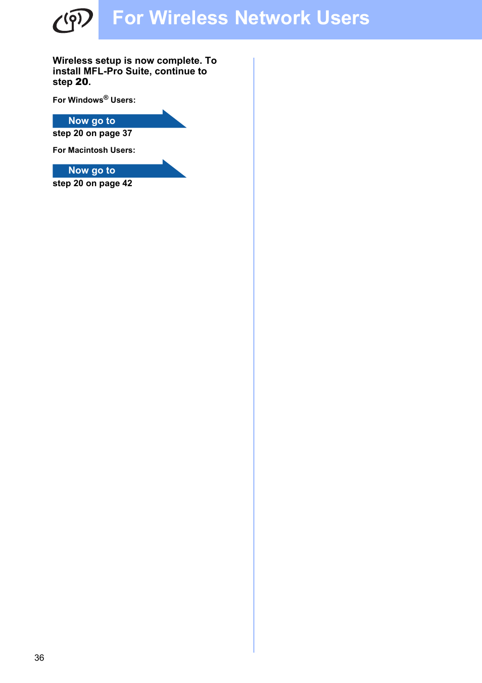 For wireless network users | Brother MFC-9320CW User Manual | Page 36 / 49