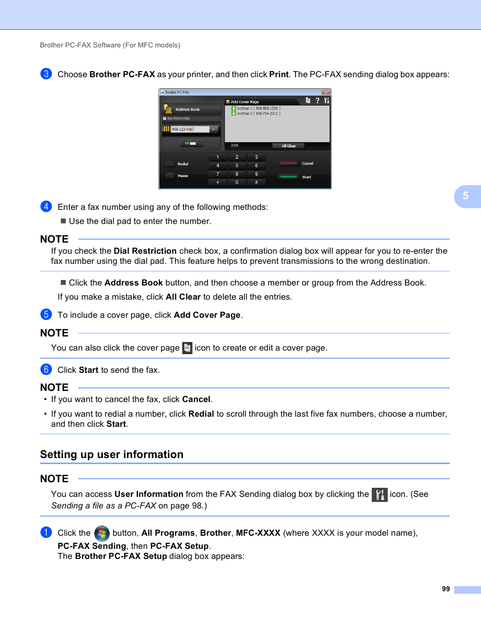 Setting up user information | Brother MFC-J4410DW User Manual | Page 107 / 240