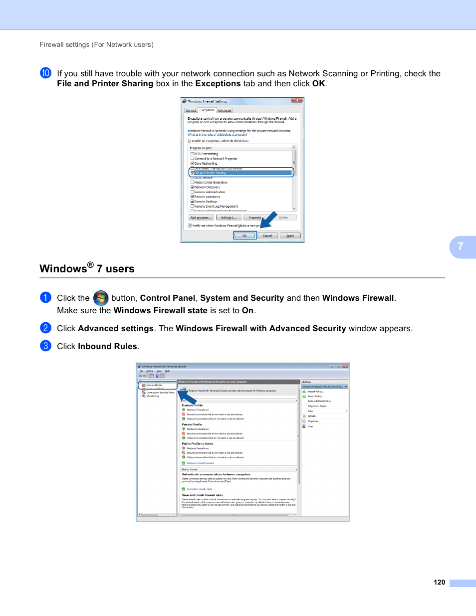 Windows® 7 users, Windows, 7 users | Brother MFC-J4410DW User Manual | Page 128 / 240