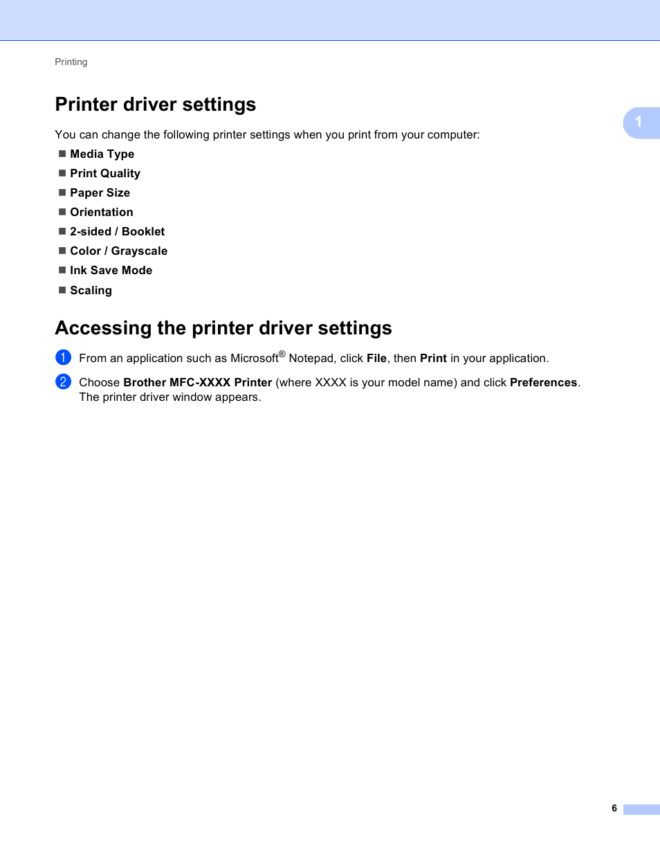 Printer driver settings, Accessing the printer driver settings | Brother MFC-J4410DW User Manual | Page 14 / 240