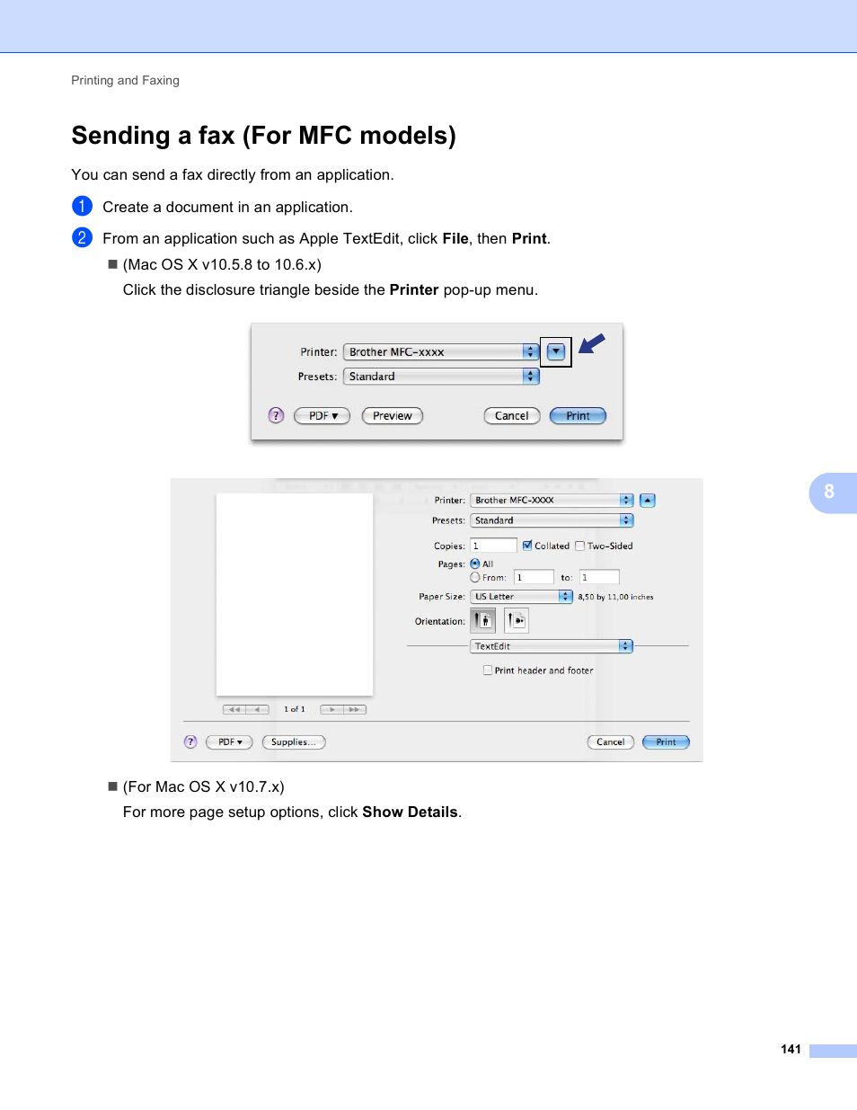 Sending a fax (for mfc models) | Brother MFC-J4410DW User Manual | Page 149 / 240