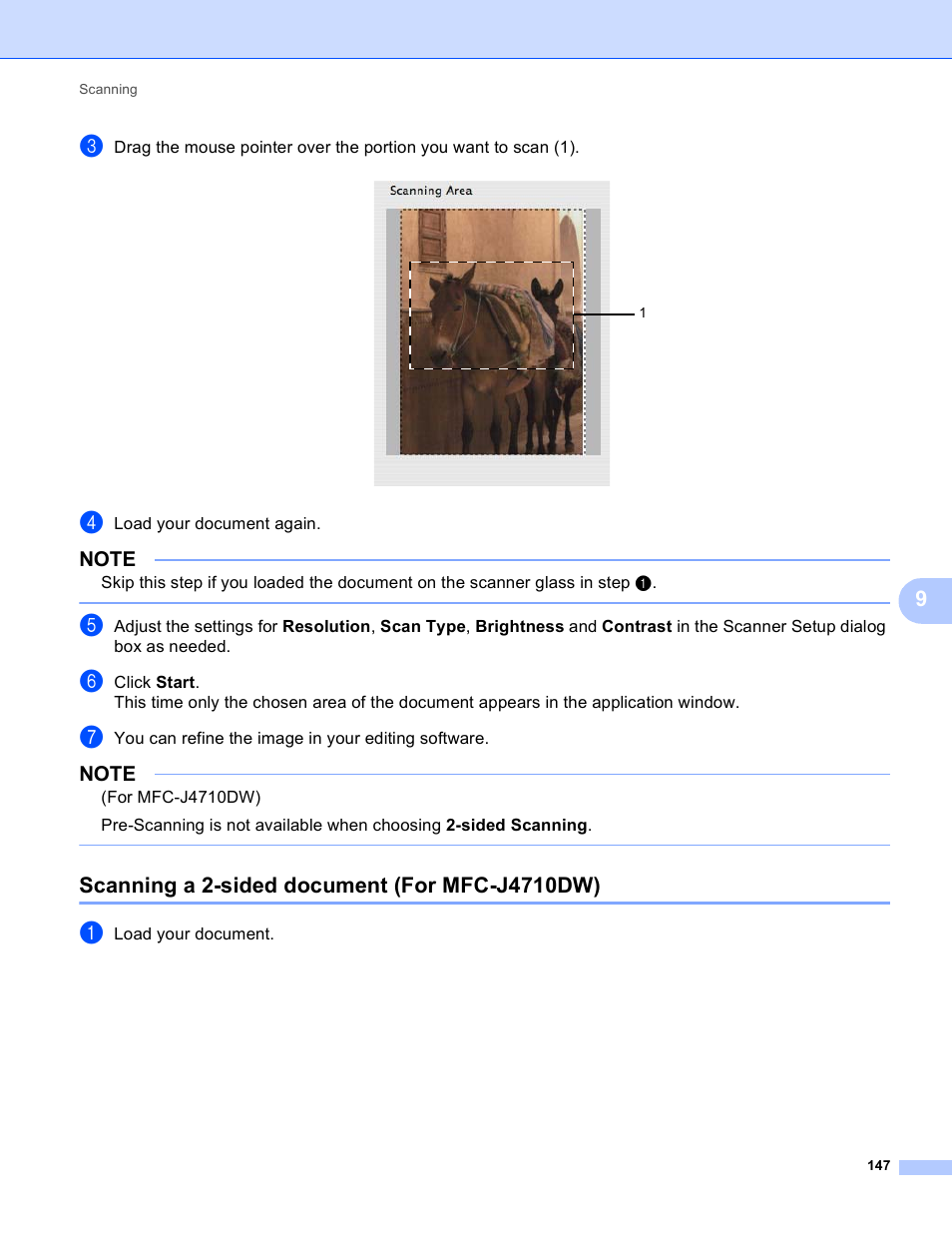 Scanning a 2-sided document (for mfc-j4710dw) | Brother MFC-J4410DW User Manual | Page 155 / 240