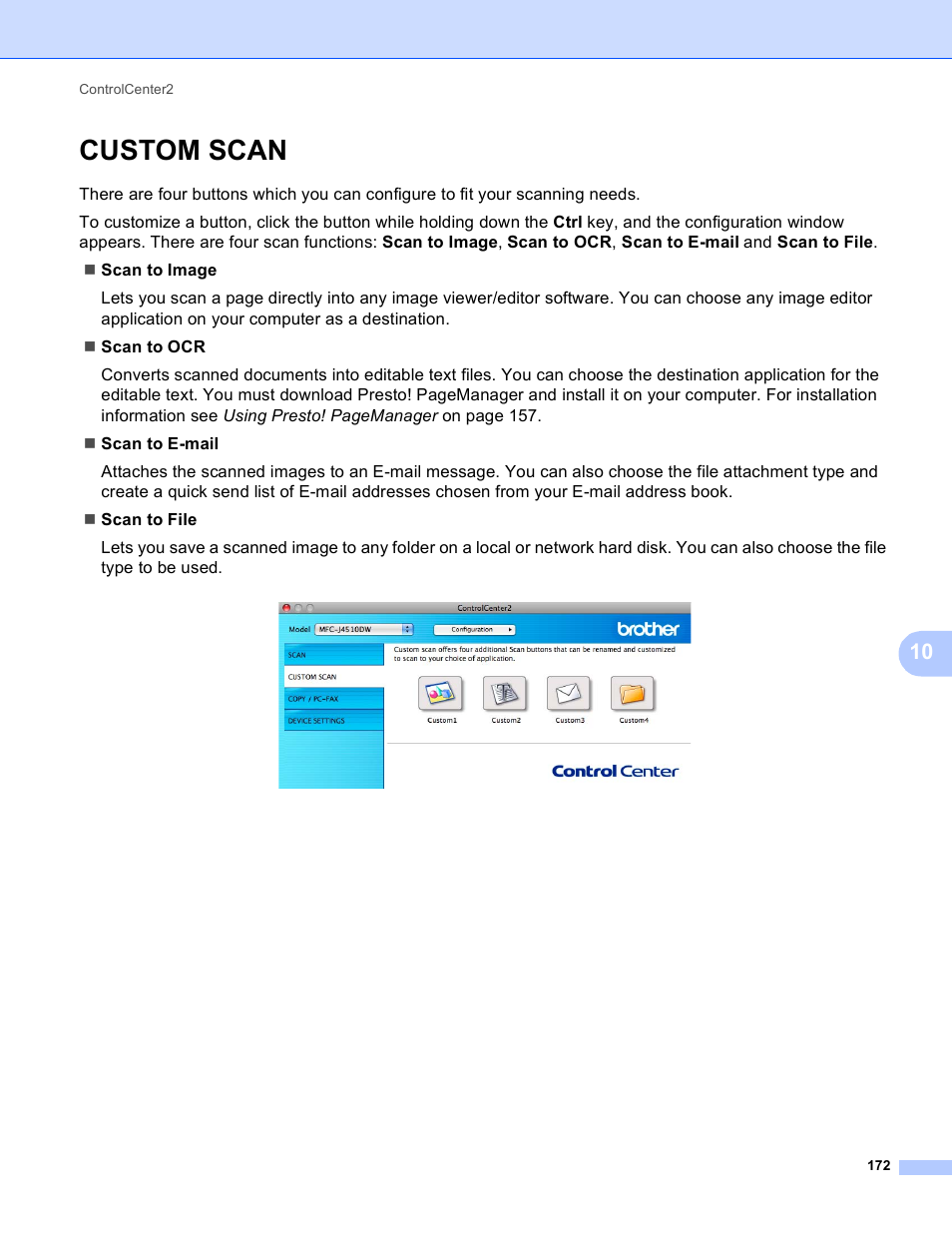 Custom scan | Brother MFC-J4410DW User Manual | Page 180 / 240