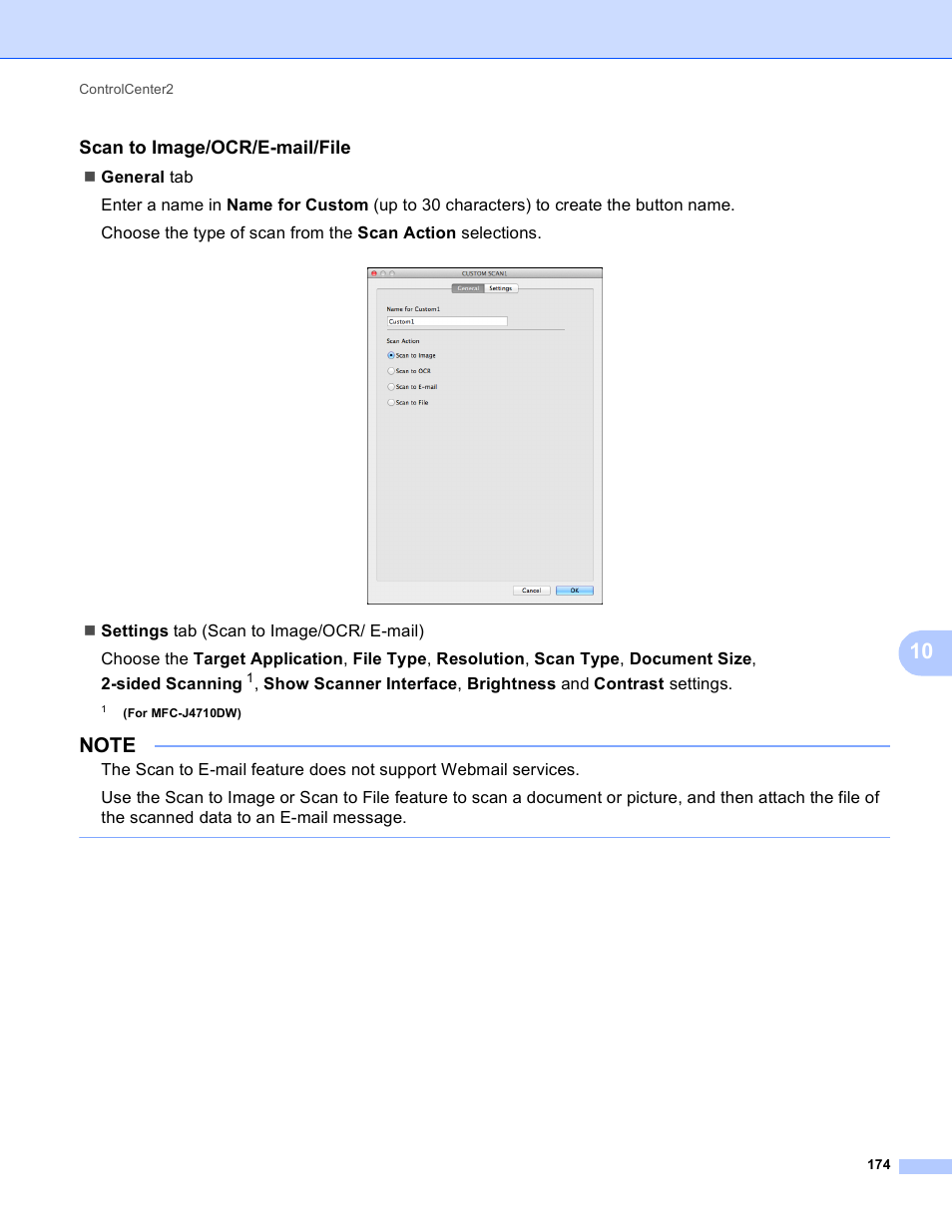 Scan to image/ocr/e-mail/file | Brother MFC-J4410DW User Manual | Page 182 / 240