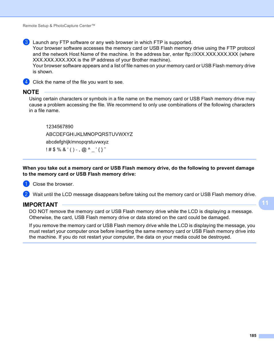 Important | Brother MFC-J4410DW User Manual | Page 193 / 240