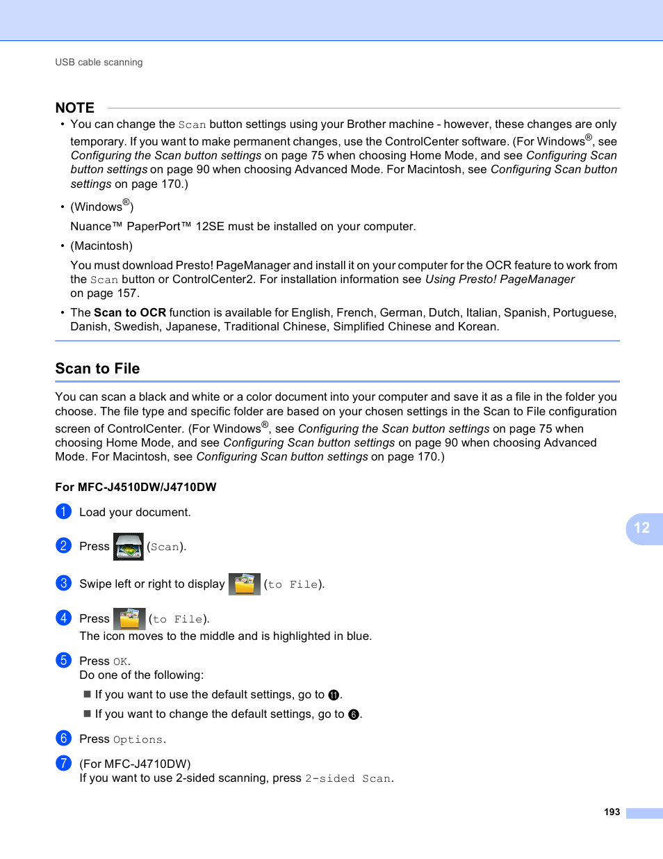 Scan to file | Brother MFC-J4410DW User Manual | Page 201 / 240