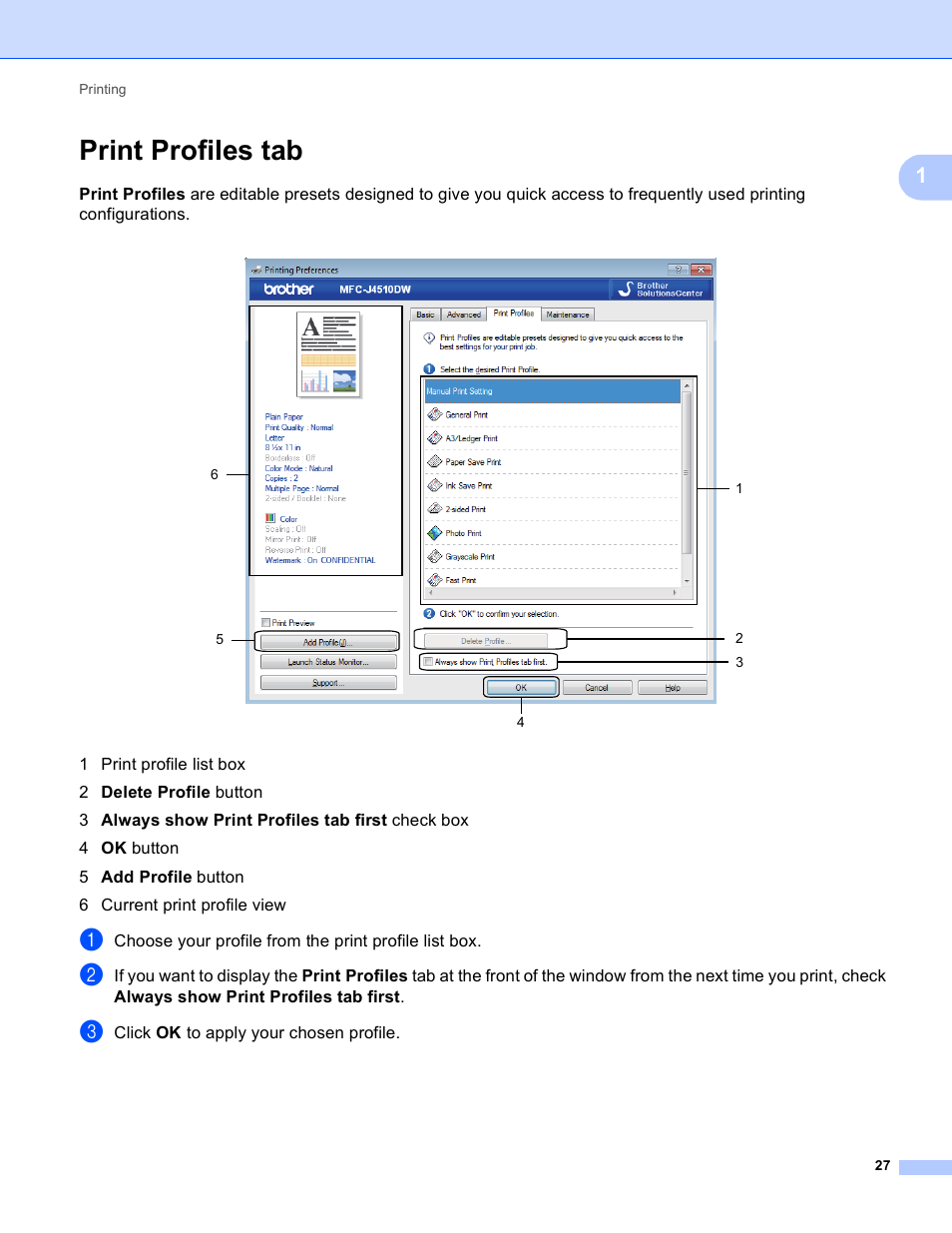 Print profiles tab | Brother MFC-J4410DW User Manual | Page 35 / 240