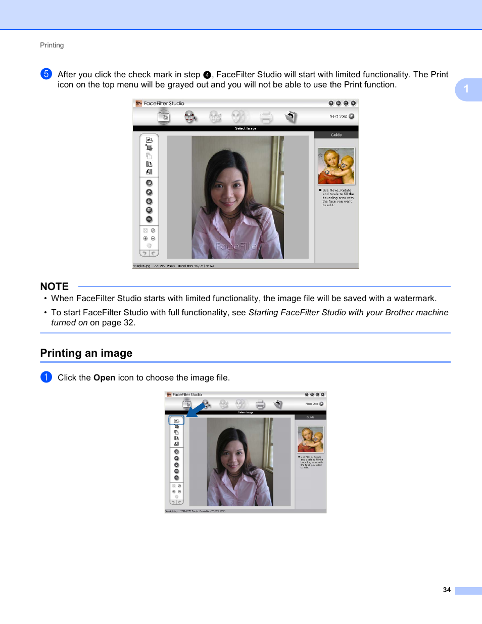 Printing an image | Brother MFC-J4410DW User Manual | Page 42 / 240