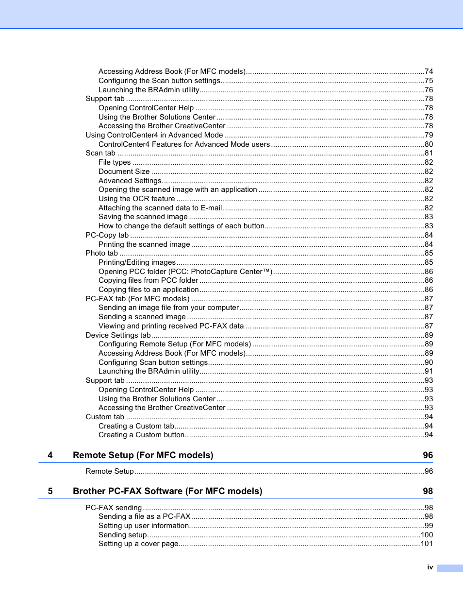 Brother MFC-J4410DW User Manual | Page 5 / 240
