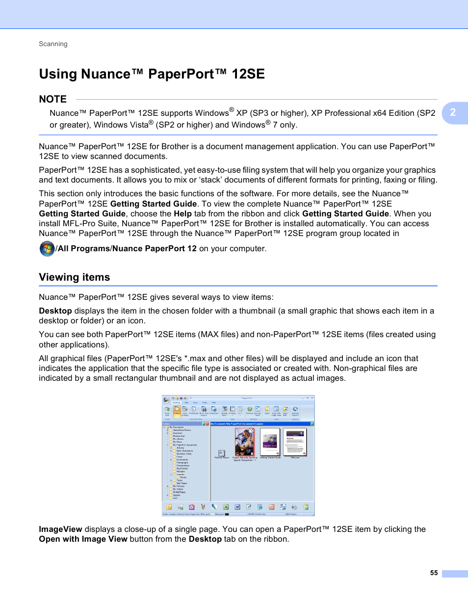 Using nuance™ paperport™ 12se, Viewing items | Brother MFC-J4410DW User Manual | Page 63 / 240