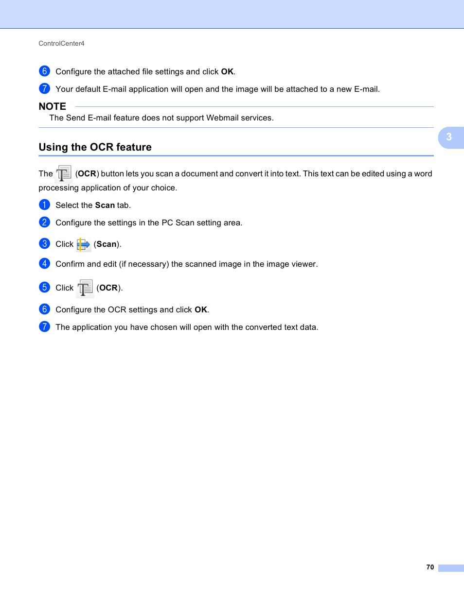 Using the ocr feature | Brother MFC-J4410DW User Manual | Page 78 / 240