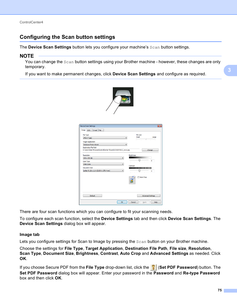 Configuring the scan button settings, 3configuring the scan button settings | Brother MFC-J4410DW User Manual | Page 83 / 240