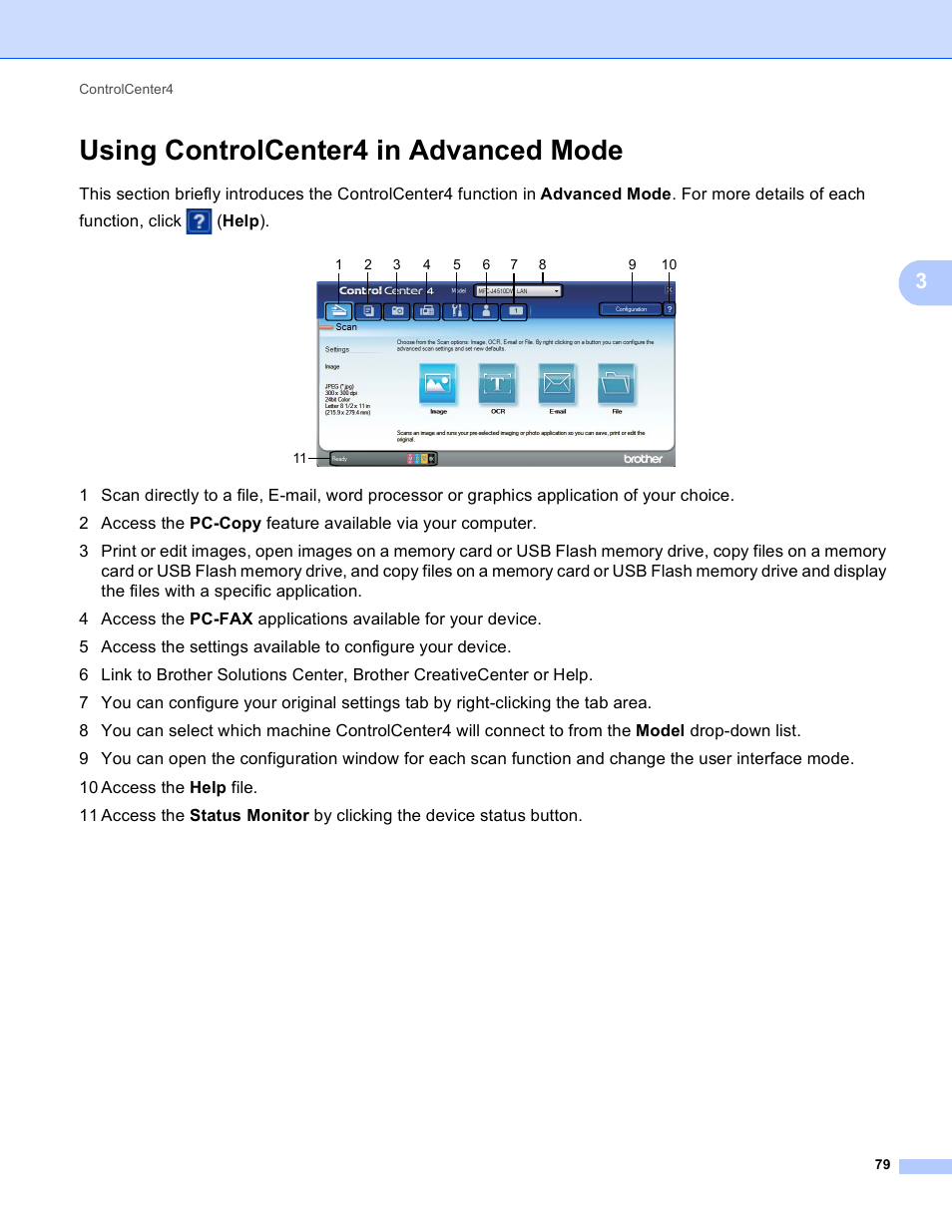 Using controlcenter4 in advanced mode | Brother MFC-J4410DW User Manual | Page 87 / 240